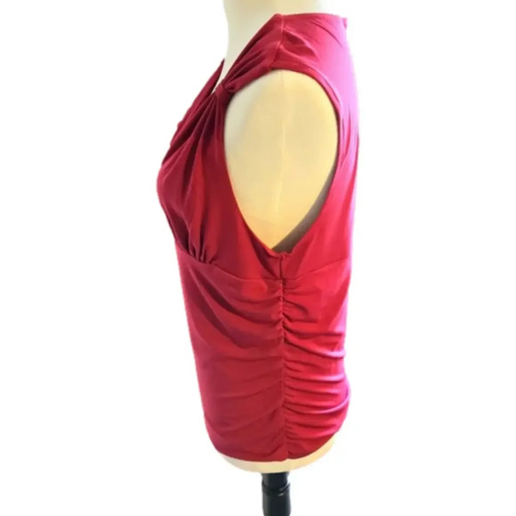 Work to Weekend dark magenta top with Ruched sides Sz L - Picture 3 of 4